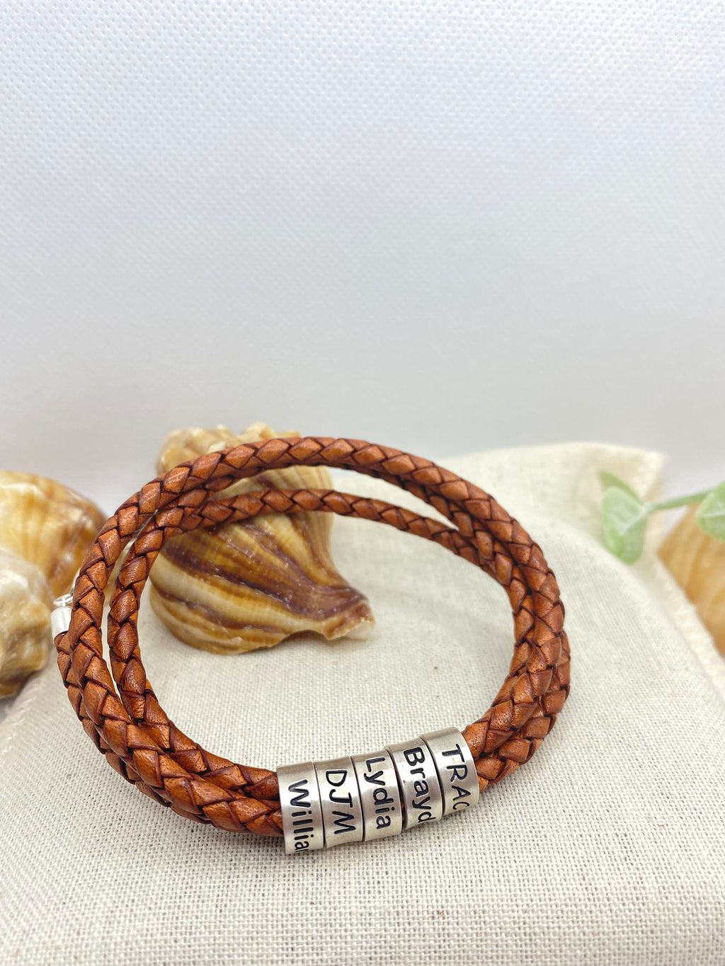 Personalized Mens Bracelet, Handmade Leather Jewelry With Custom Beads, Fathers Day Christmas Anniversary Gifts For Him Girl Dad Son Husband