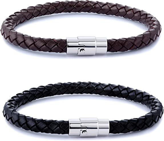Personalized Mens Bracelet In Custom Size, Handmade Leather Jewelry With Silver Beads, Christmas Fathers Day Gifts For Dad Husband Boyfriend