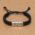 Personalized Mens Woven Leather Bracelet, Custom Name Bracelet, Adjustable Bracelet, Christmas Father's Day Gift For Dad Husband Boyfriend