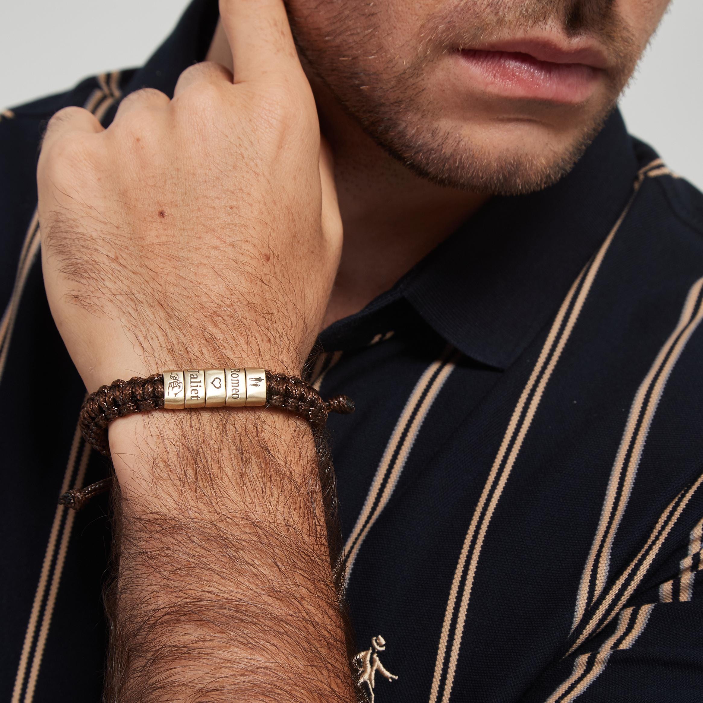 Personalized Mens Woven Leather Bracelet, Custom Name Bracelet, Adjustable Bracelet, Christmas Father's Day Gift For Dad Husband Boyfriend