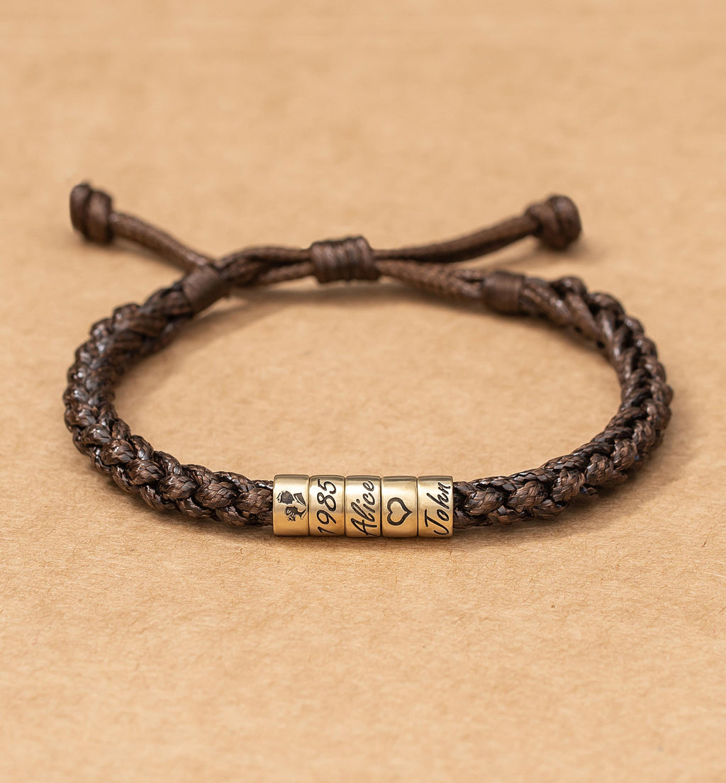 Personalized Mens Adjustable Bracelet, Custom Kid Name Bracelet For Men, Dad Bracelet, Christmas Father's Day Gift For Son Husband Boyfriend