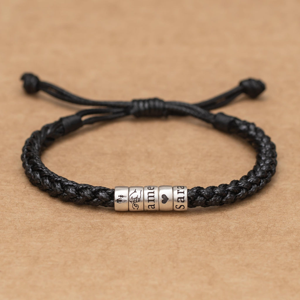 Personalized Mens Adjustable Bracelet, Custom Kid Name Bracelet For Men, Dad Bracelet, Christmas Father's Day Gift For Son Husband Boyfriend