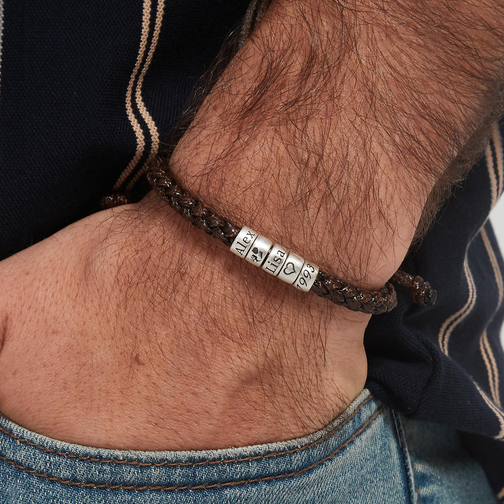 Personalized Mens Adjustable Bracelet, Custom Kid Name Bracelet For Men, Dad Bracelet, Christmas Father's Day Gift For Son Husband Boyfriend