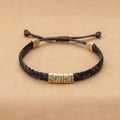 Personalized Mens Leather Adjustable  Bracelet, Custom Kid Name Silver Beads Jewelry, Couple Bracelet, Father's Day Gift For Son Dad Husband