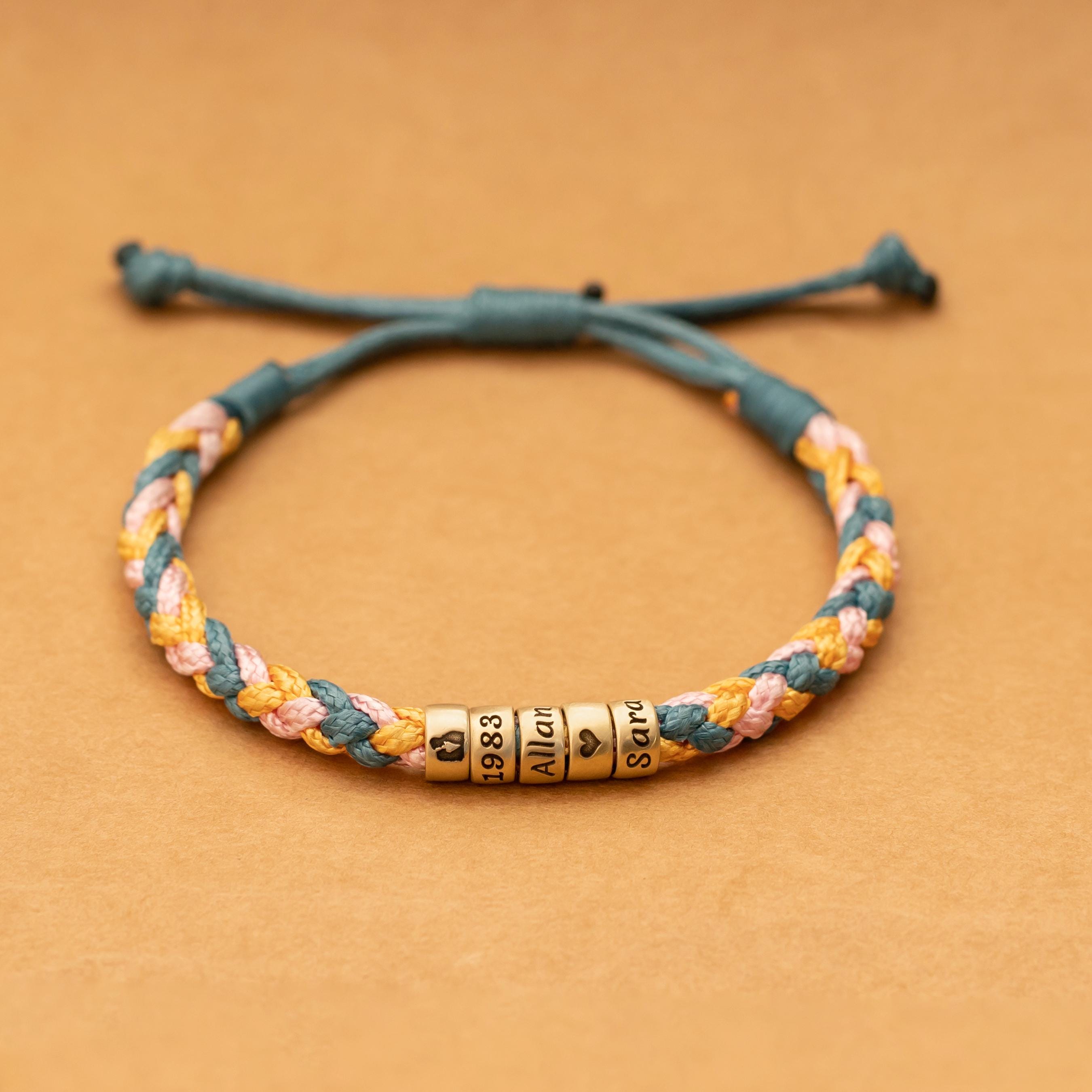 Personalized Mens Adjustable Bracelet, Custom Kid Name Bracelet For Men, Dad Bracelet, Christmas Father's Day Gift For Son Husband Boyfriend